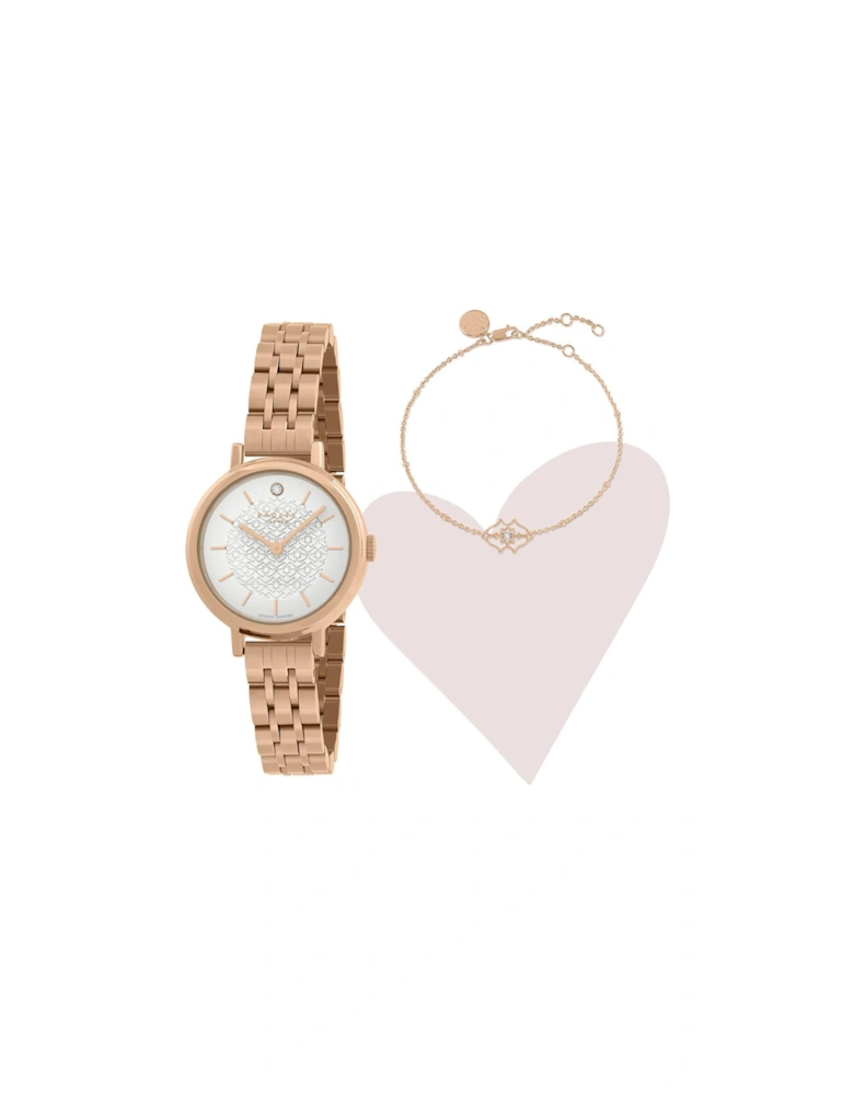 Ladies Selby Rose Gold Plated Genuine Diamond Watch and Bracelet set