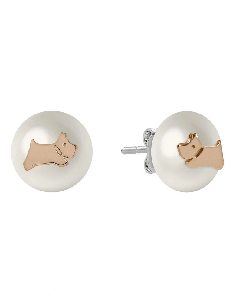 Ladies Pearl Road 18ct Rose Gold Plated Jumping Dog Earrings
