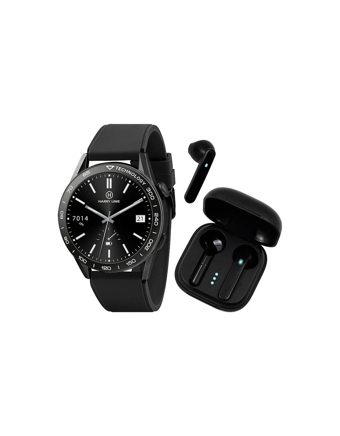 Series 27 black Silicone Strap Smart Watch With Black True Wireless Earphone In Charging Case, 3 of 2