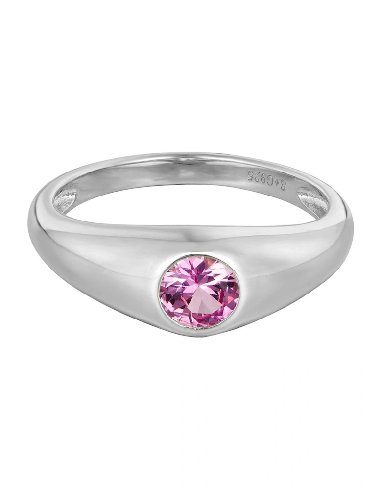 Pink CZ Bezel Ring