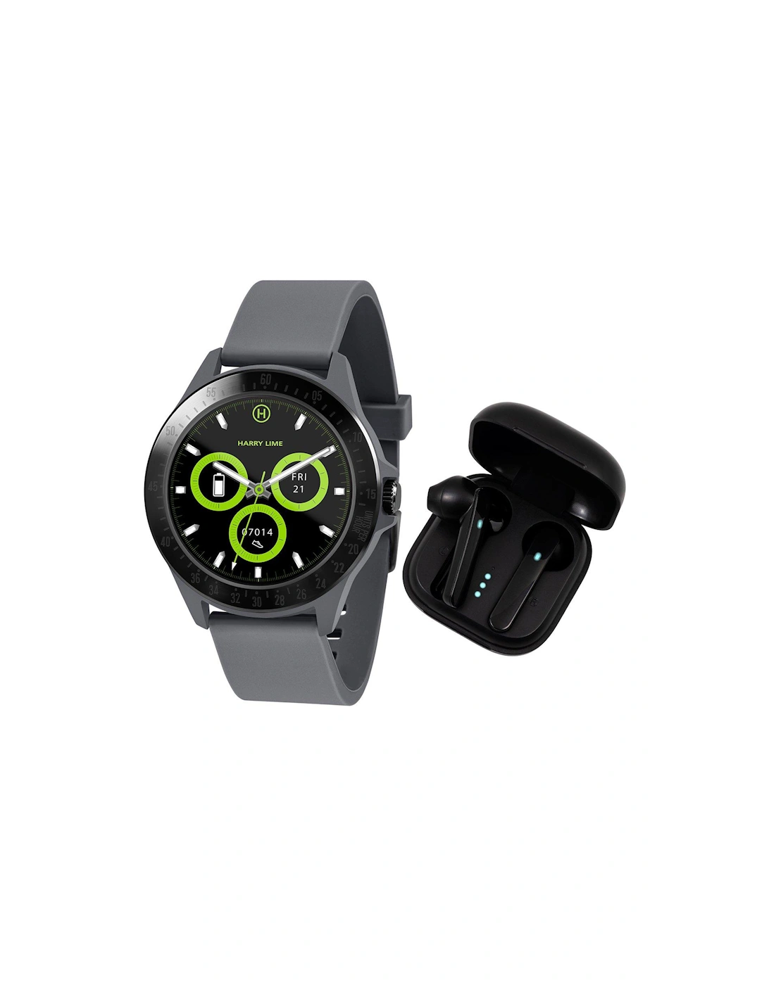 Fashion Smart Watch in Grey Featuring Black True Wireless Earbuds in Charging Case, 3 of 2