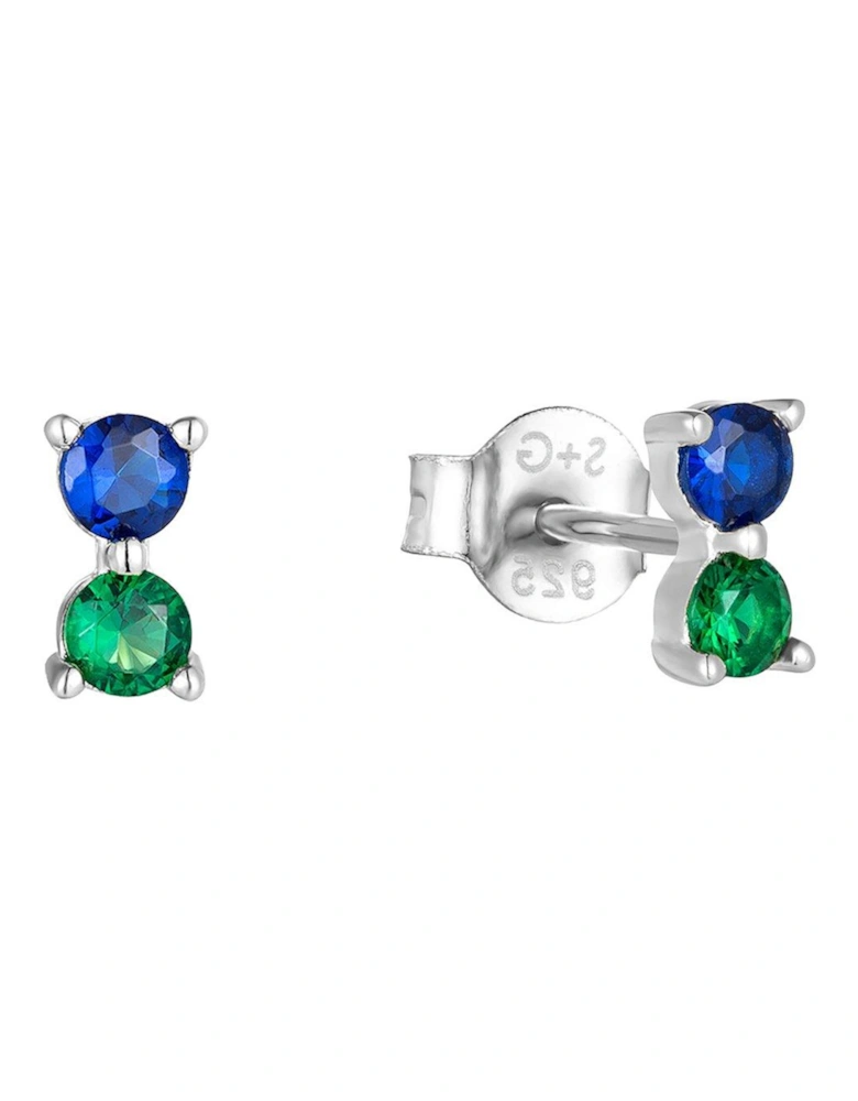 Sapphire & Emerald CZ Studs
