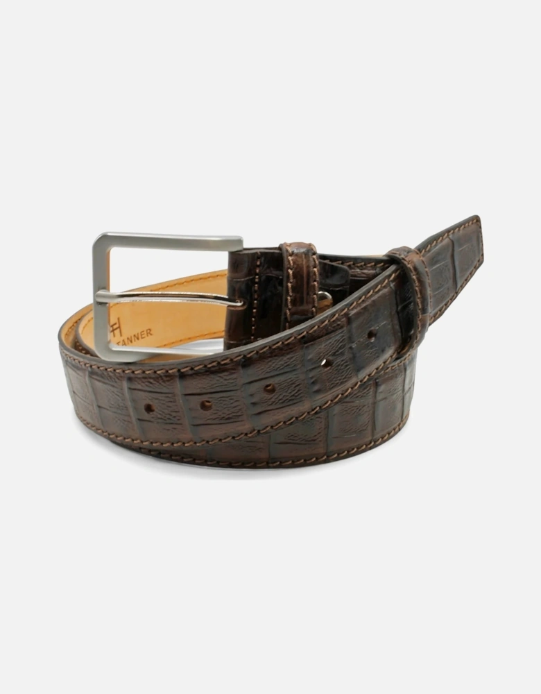 Mcenroe Mock Croc Belt 002 Dark Brown