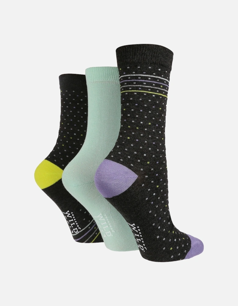 3 PAIR SOCKSHOP LADIES BAMBOO STRIPE AND SPOTS SOCKS