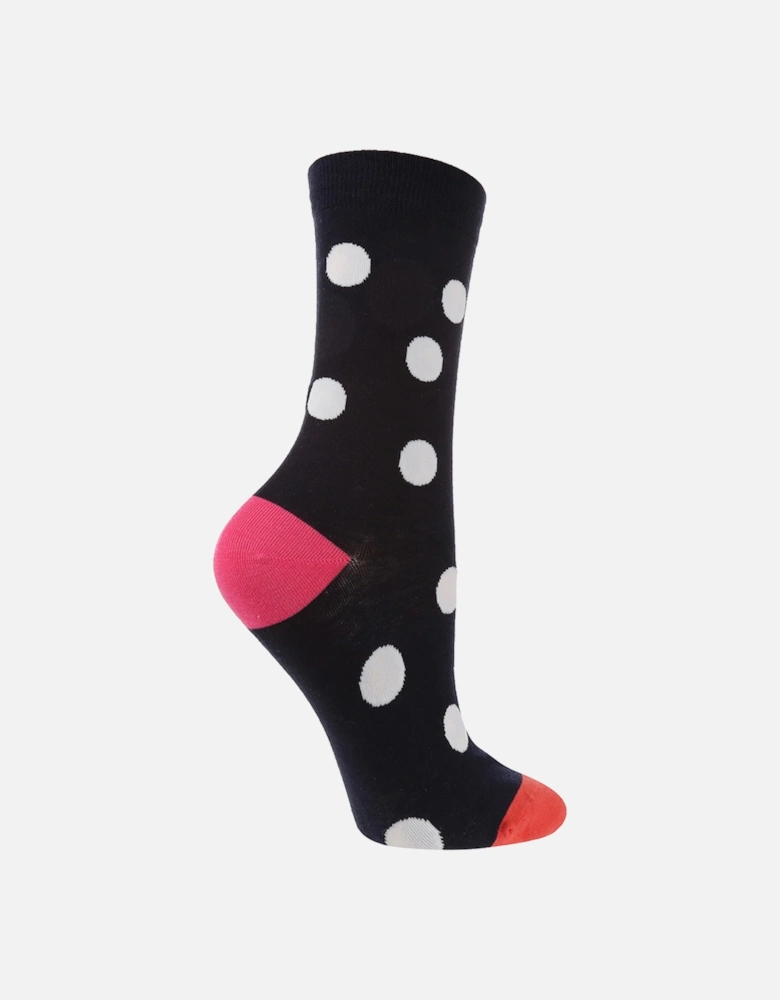 1 PAIR HIGH-END NAVY SOCK WITH CREAM SPOTS