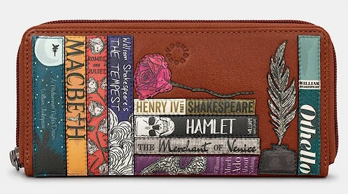 Brown Shakespeare Bookworm Zip Around Purse