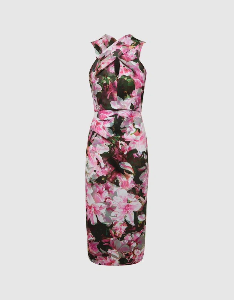 Floral Print Halter Midi Dress