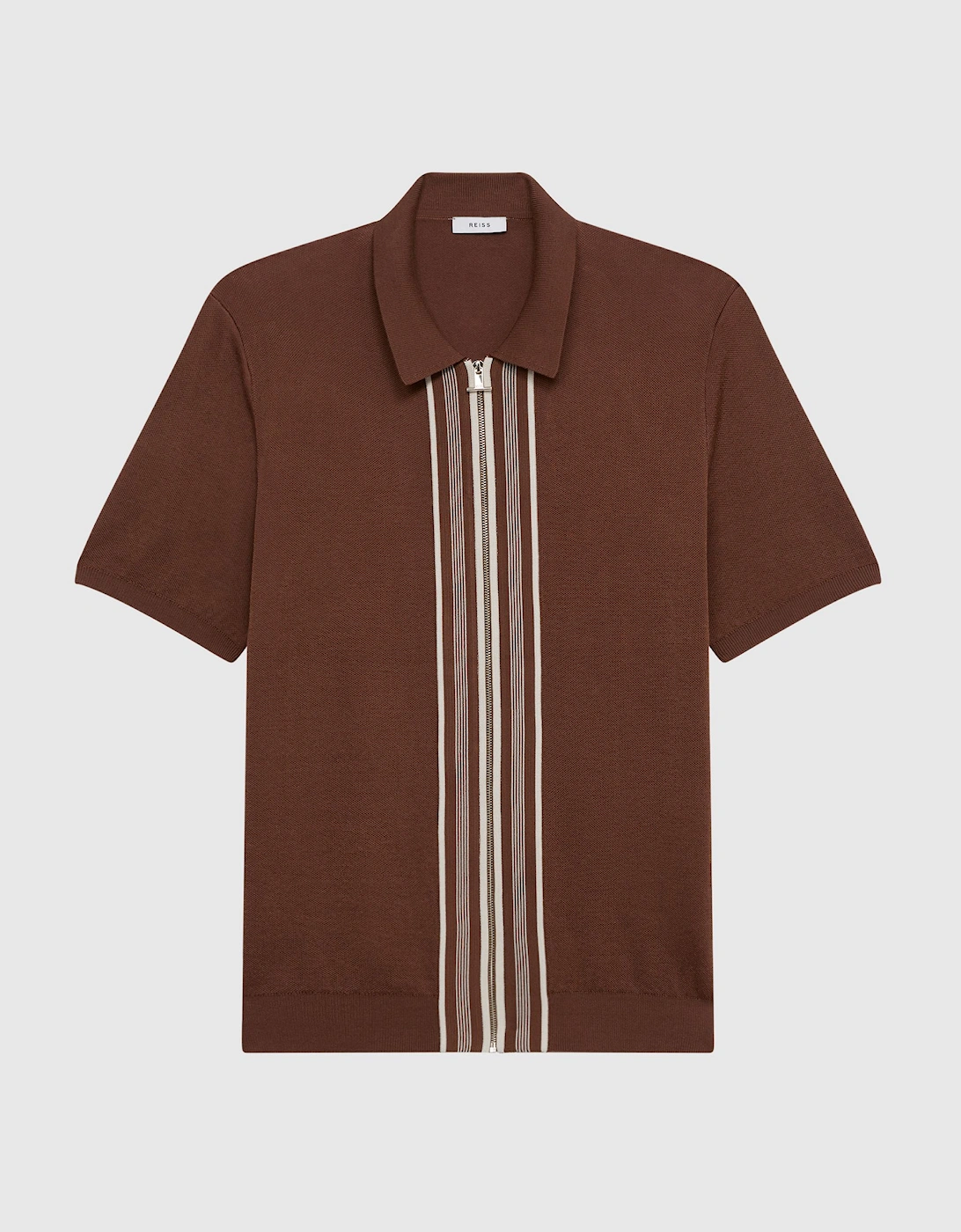 Zip Front Striped Polo Shirt, 2 of 1