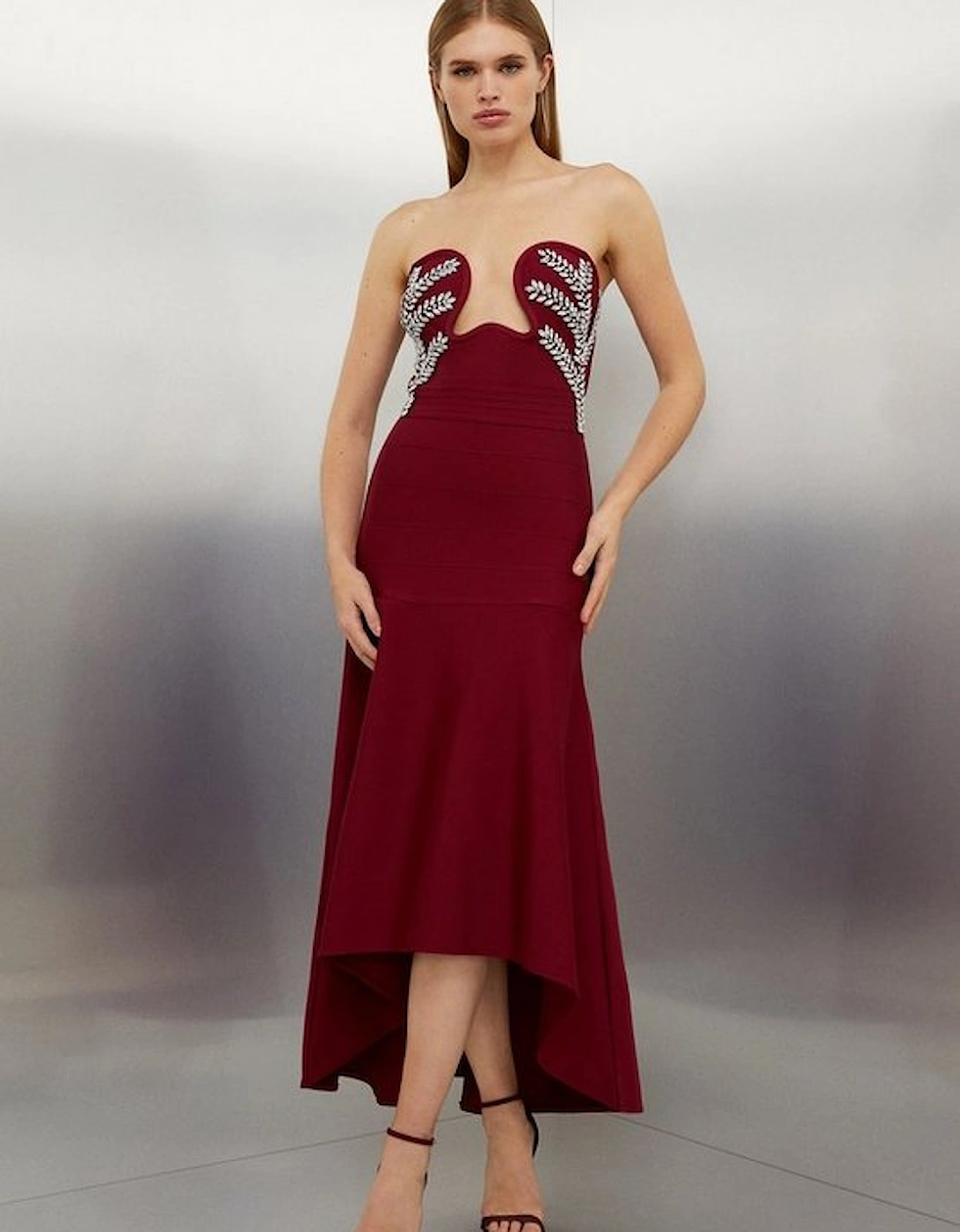 Figure Form Bandage Knit Corset Style Embellished Midaxi Dress, 5 of 4
