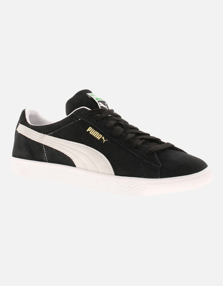 Mens Trainers Suede Vintage Leather Lace Up black white UK Size