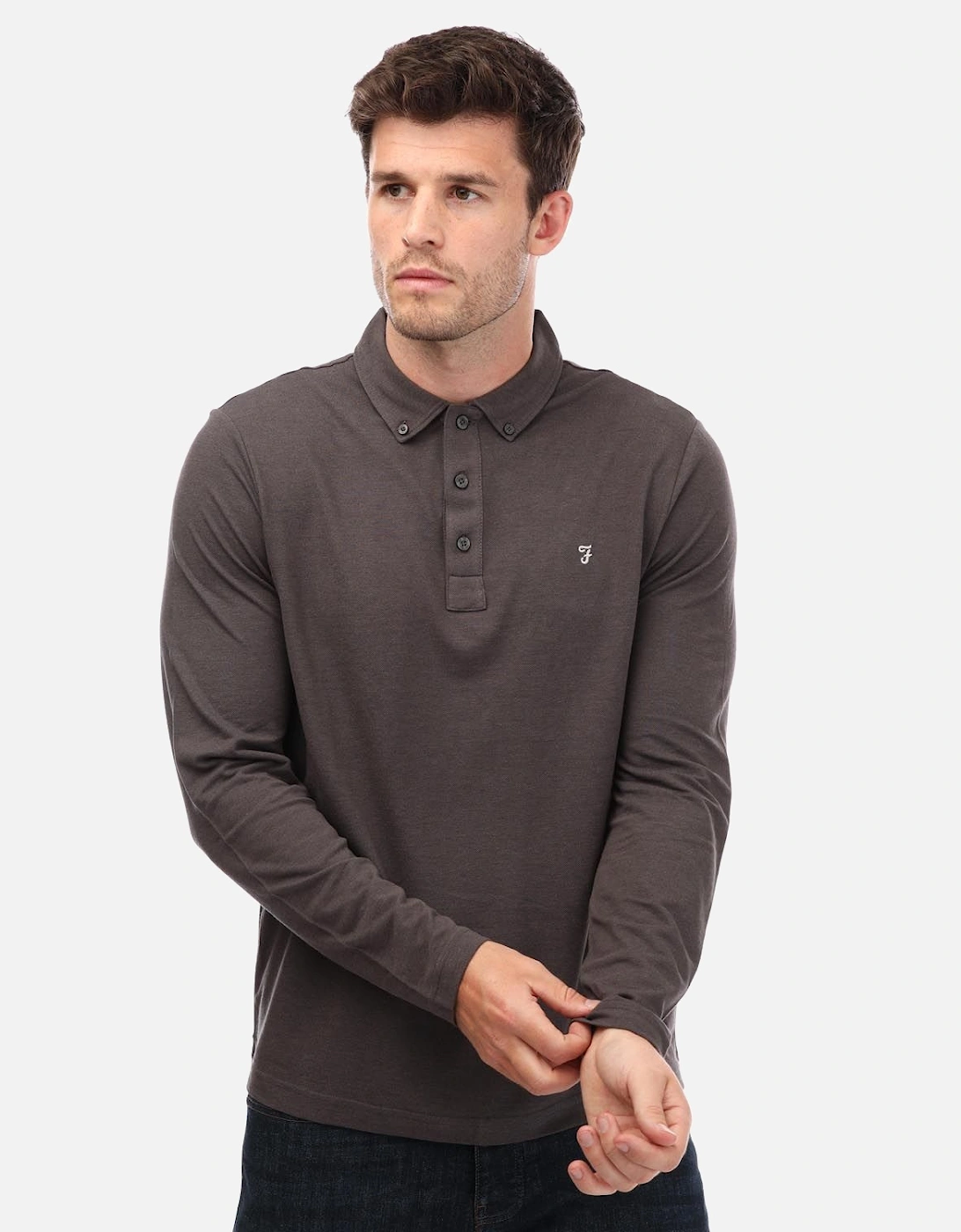 Mens Union Organic Blend Long Sleeve Polo Shirt, 5 of 4