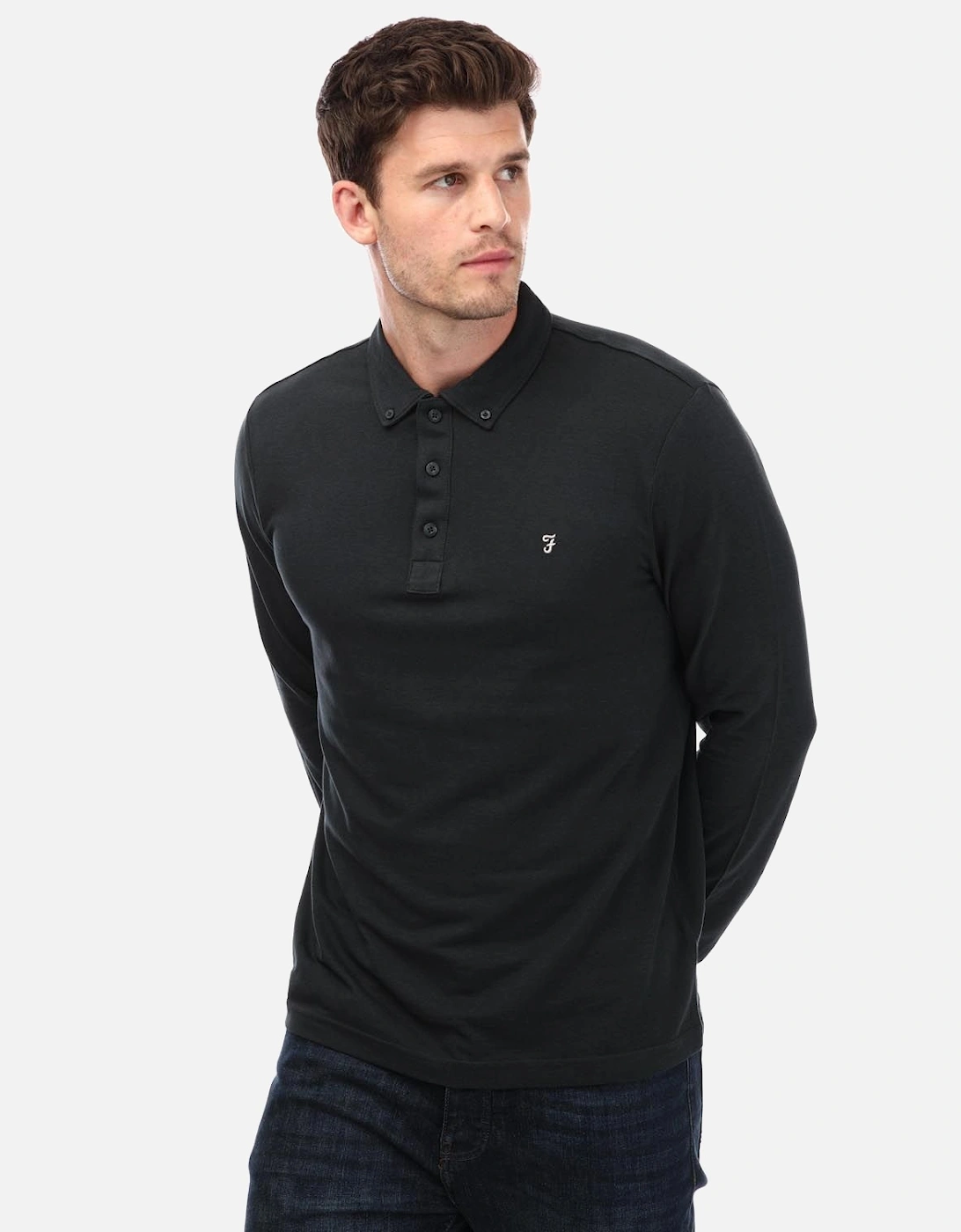 Mens Union Organic Blend Long Sleeve Polo Shirt, 5 of 4