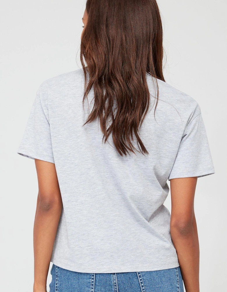 Embroidered Loose Fit Boxy Tshirt - Grey