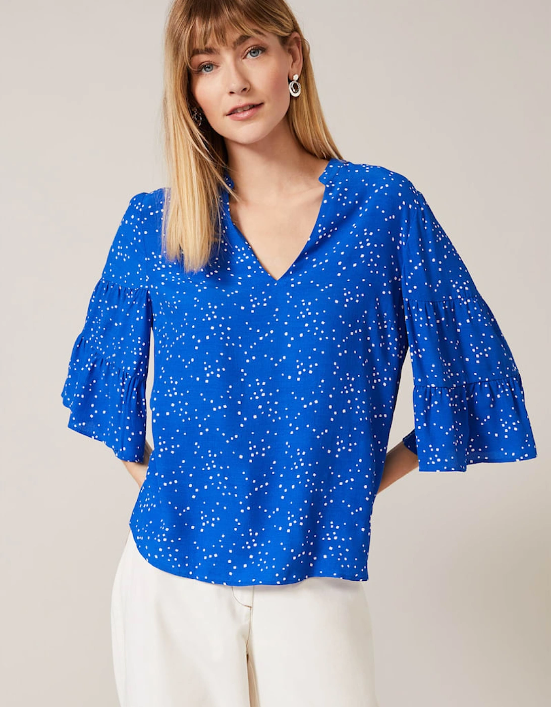 Marla Spot Tiered Sleeve Blouse, 5 of 4