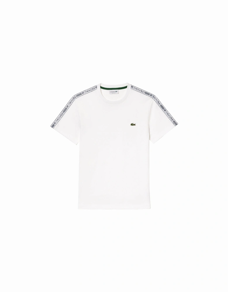 Men's White T-shirt With Taping Logo