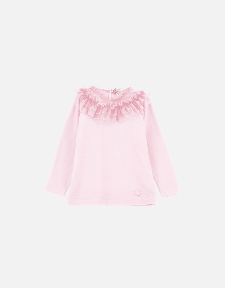 Girls Pale Pink Frill T-Shirt