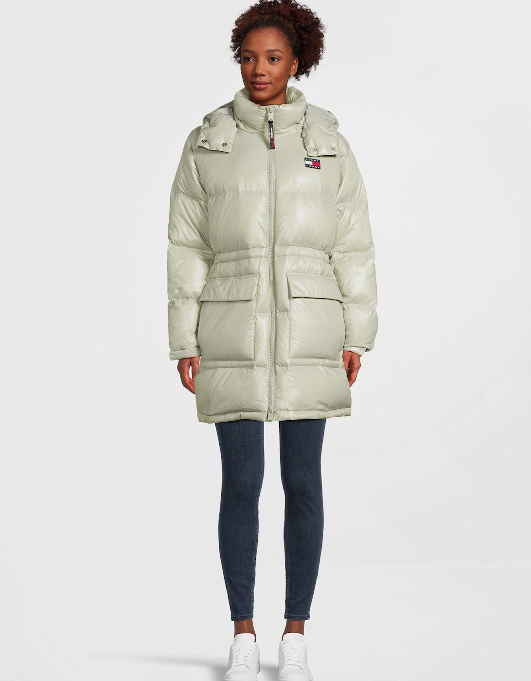 Alaska Mid Length Quilted Puffer Jacket - Beige, 6 of 5