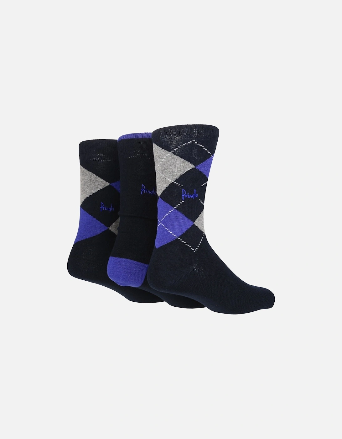 3 PAIR MENS ARGYLE SOCKS WITH RECYCLED POLYESTER, 2 of 1