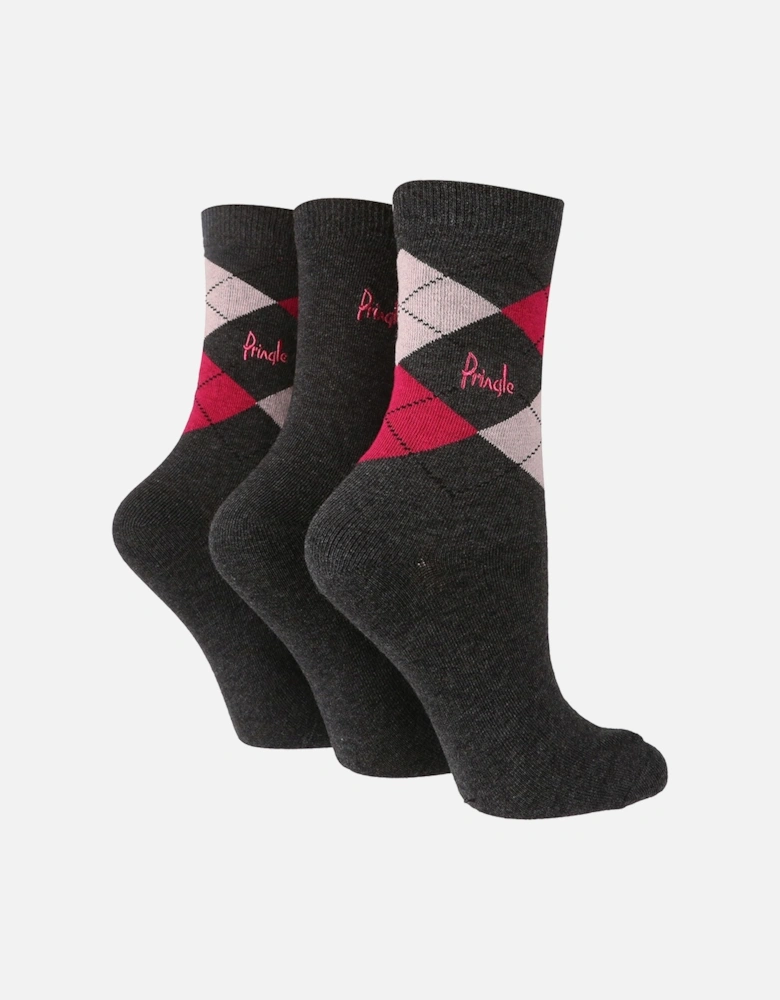 3 PAIR LADIES LOUISE ARGYLE SOCKS