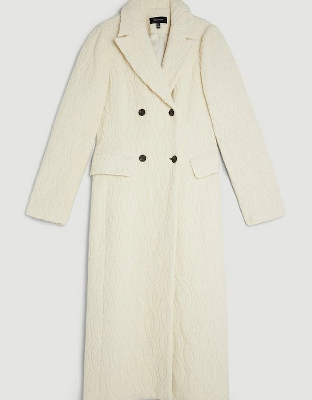 Italian Manteco Wool Relaxed Cable Double Breasted Midi Coat