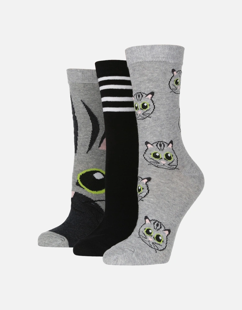 3 PAIR SOCKSHOP LADIES CAT SOCKS