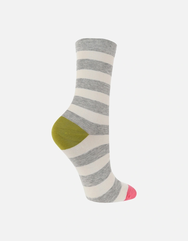 1 PAIR HIGH-END SOCK WITH GREY AND CREAM STRIPES