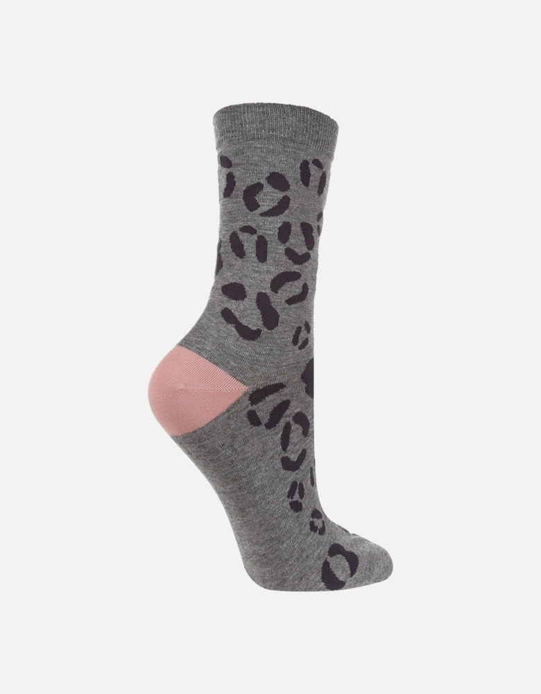 1 PAIR HIGH-END CHARCOAL SOCK WITH ANIMAL PRINT