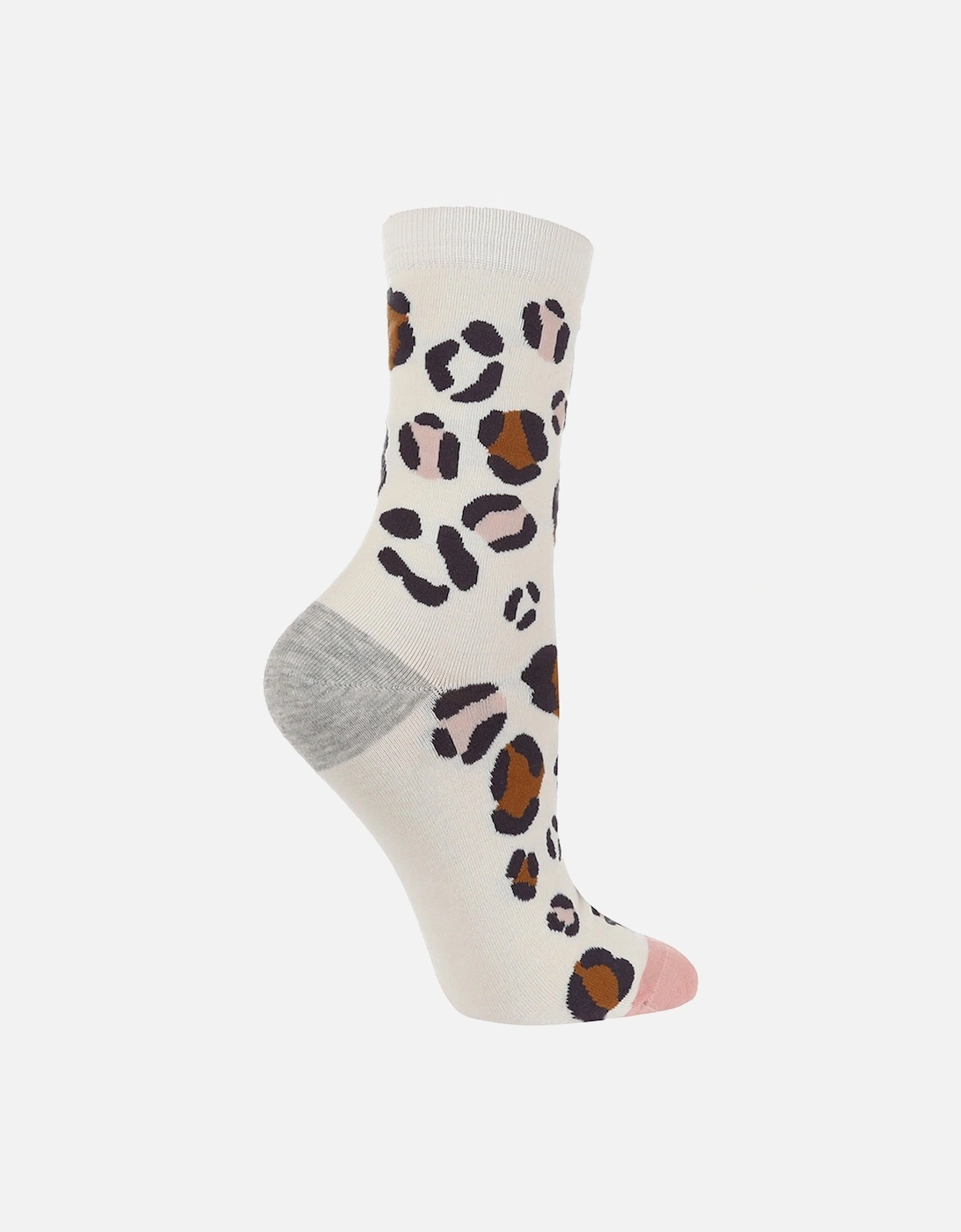 1 PAIR HIGH-END CREAM SOCK WITH ANIMAL PRINT, 2 of 1