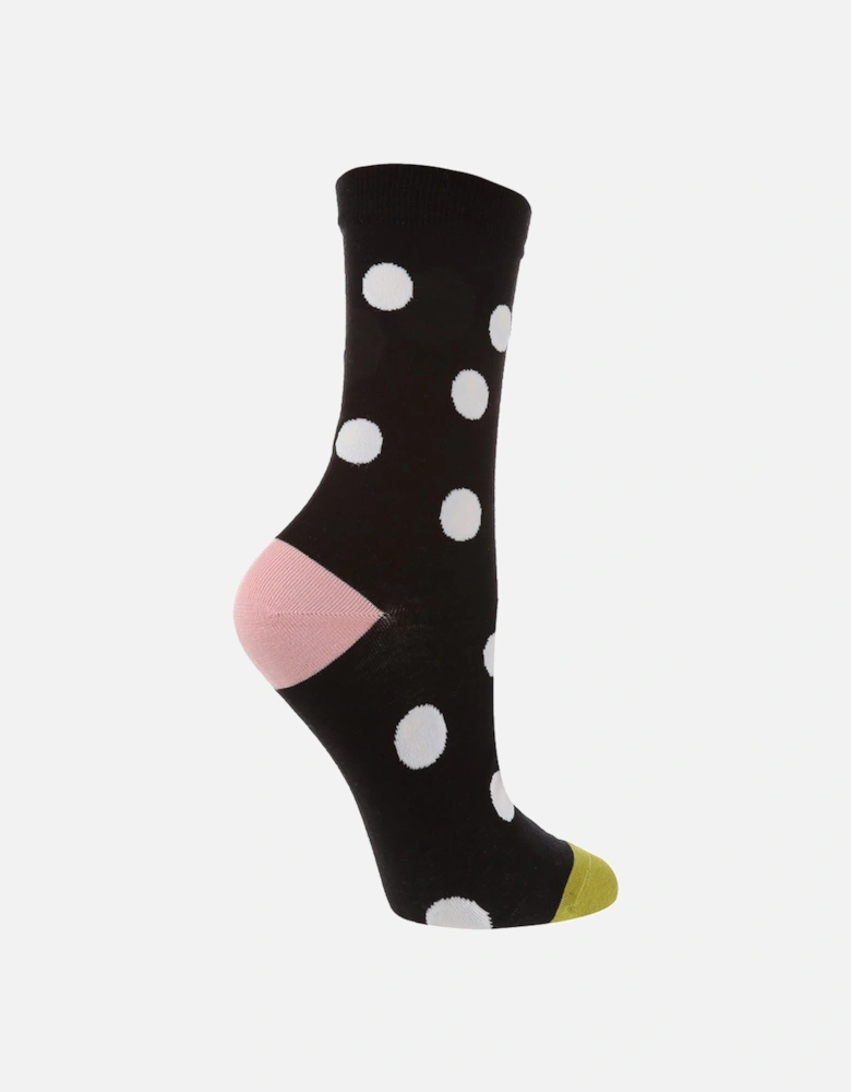 1 PAIR HIGH-END BLACK SOCK WITH CREAM SPOTS