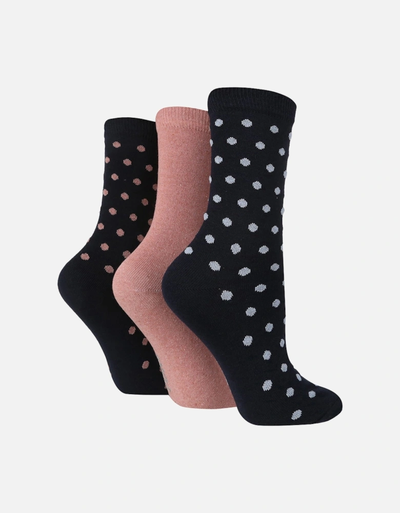 3 PAIR 100% RECYCLED LADIES SOCKS WITH SPOTS