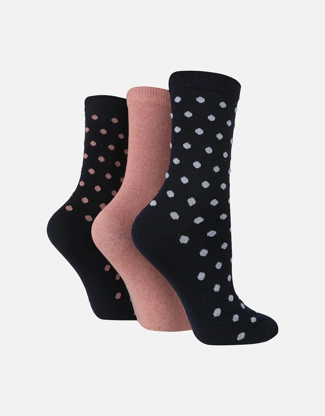 3 PAIR 100% RECYCLED LADIES SOCKS WITH SPOTS, 2 of 1