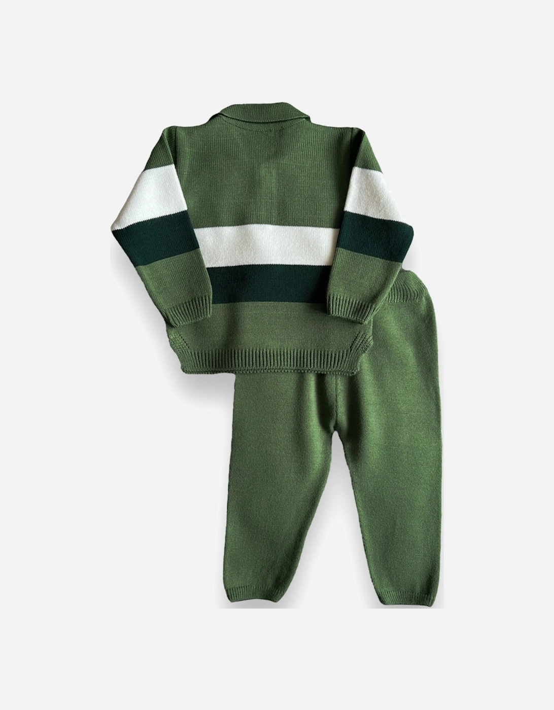 Green Knit Stripe Trouser Set