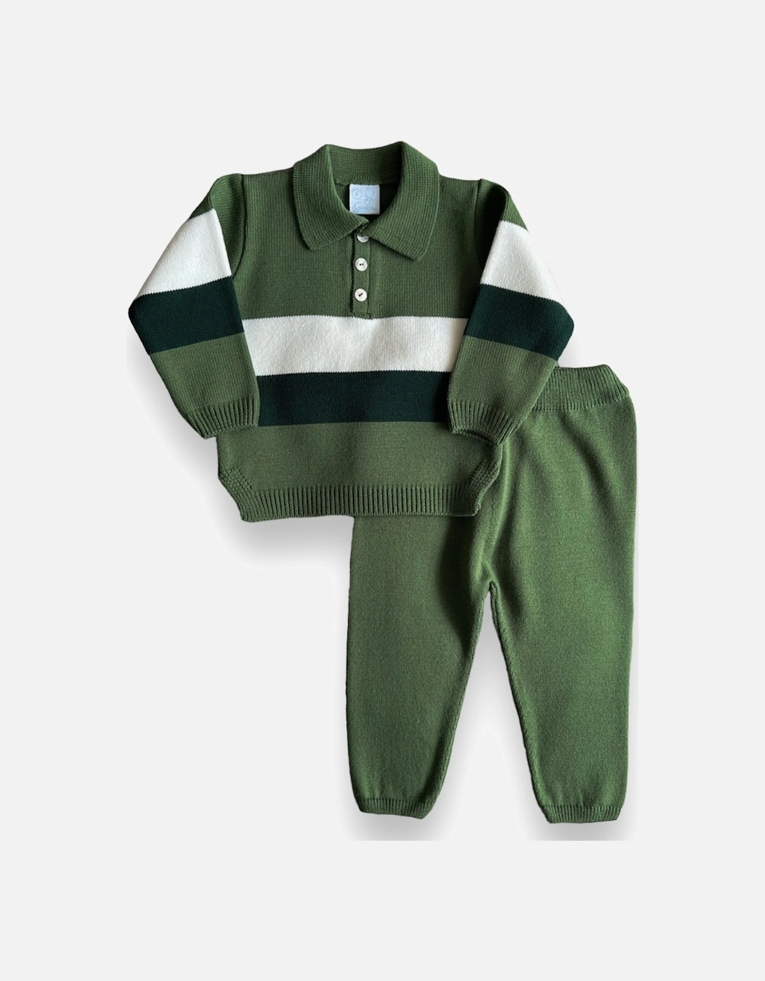 Green Knit Stripe Trouser Set