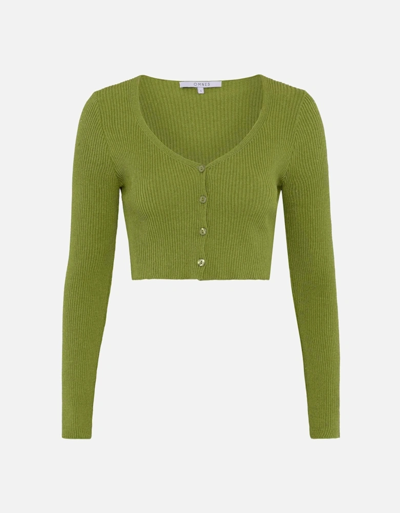 Begonia Cropped Cardigan in Green