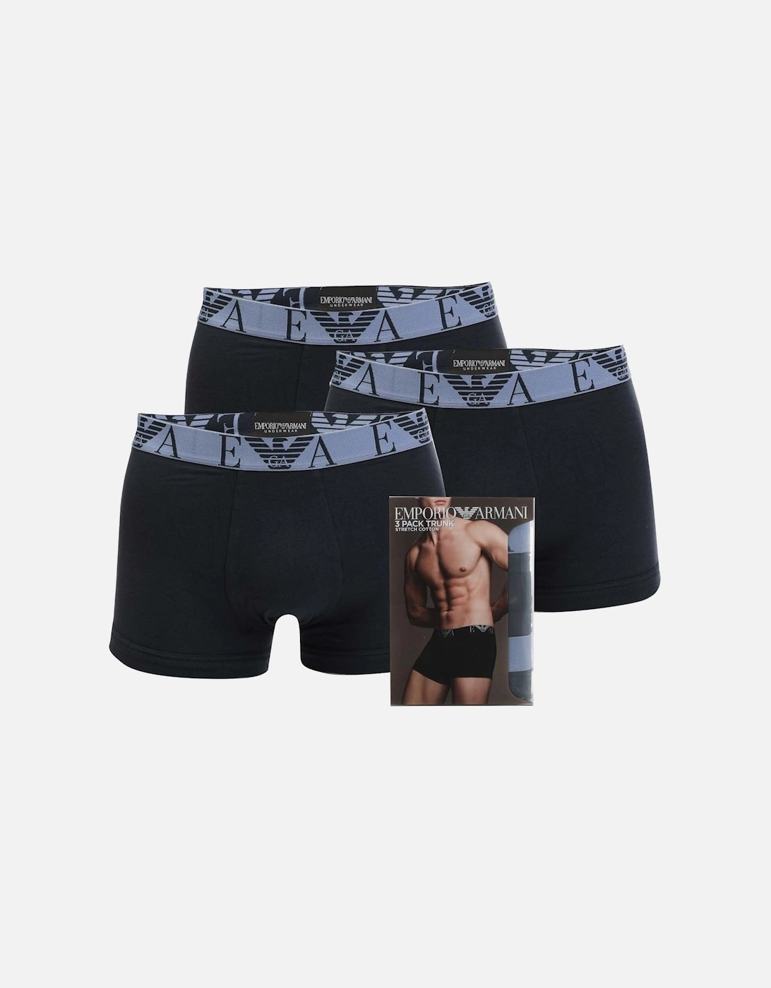 Mens 3 Pack Cotton Trunks Boxer, 3 of 2