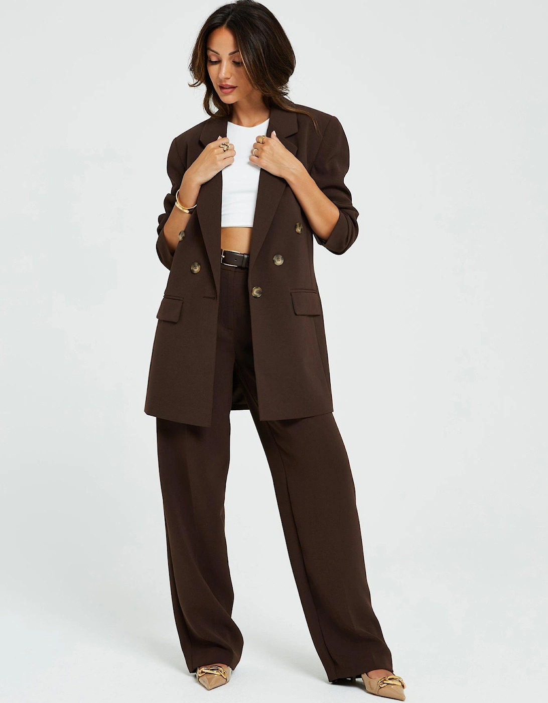 Double Breasted Oversized Blazer - Chocolate  , 5 of 4
