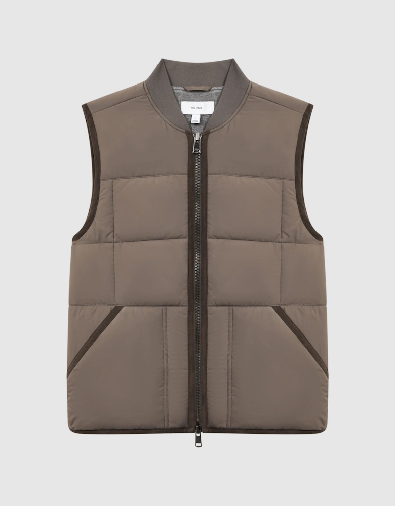 Quilted Contrast Trim Gilet