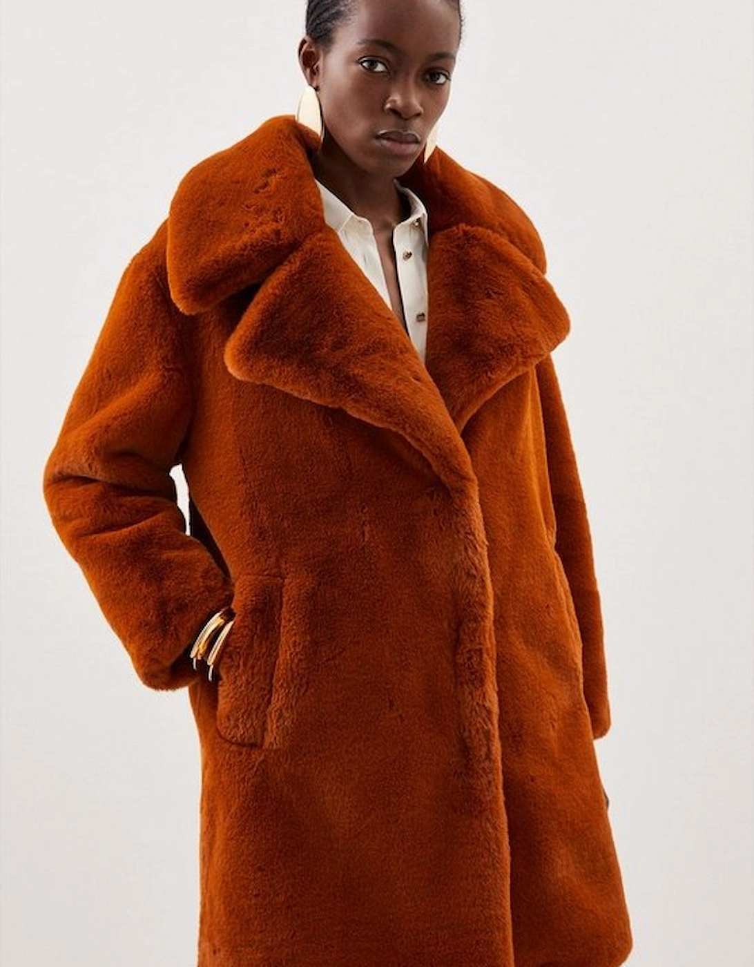 Faux Fur Cocoon Short Coat