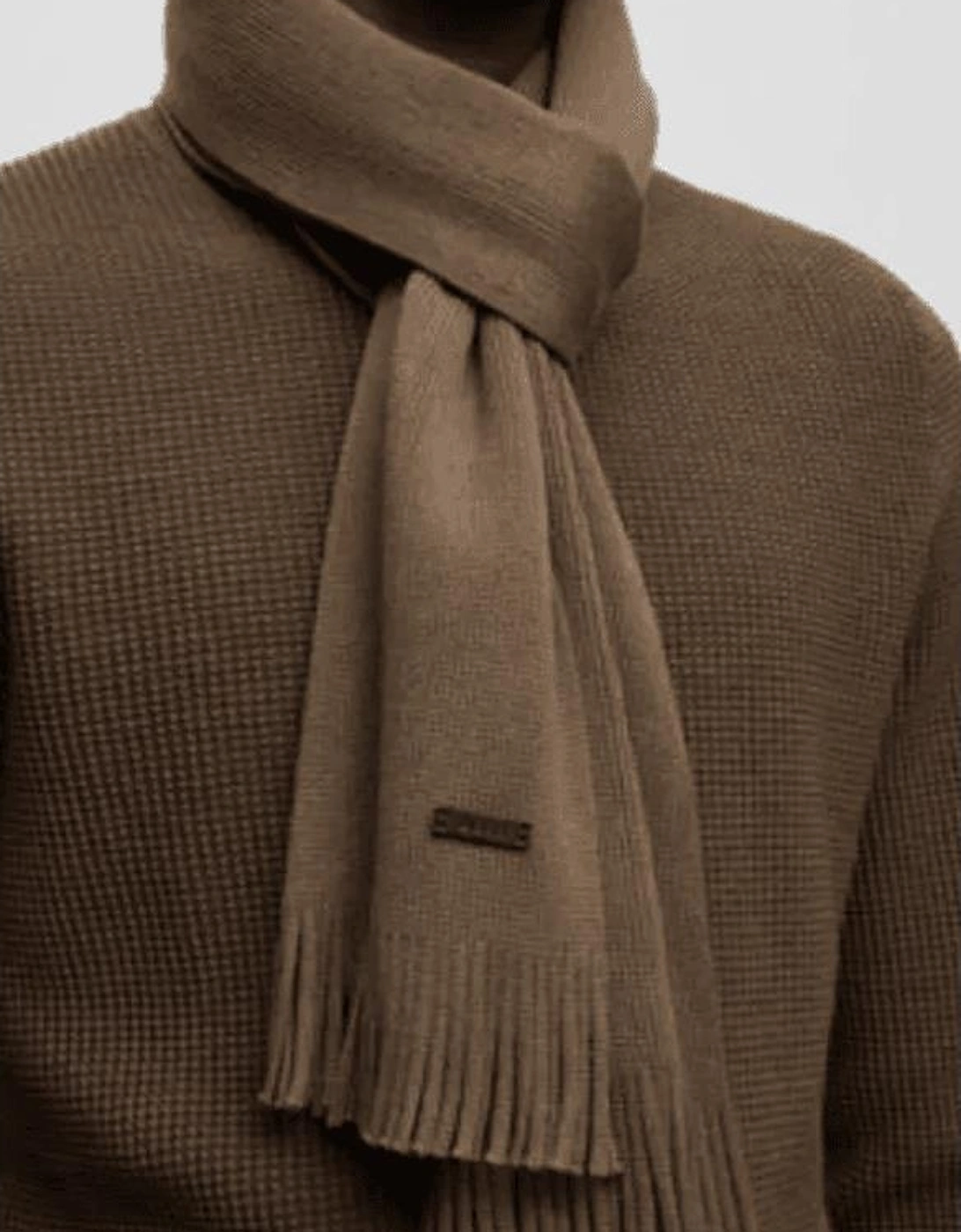 Albas Logo Brown Knit Scarf