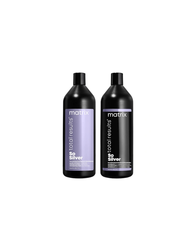 Total Results So Silver Purple Toning Shampoo and Conditioner 1000ml Duo for Blonde, Silver and Grey Hair