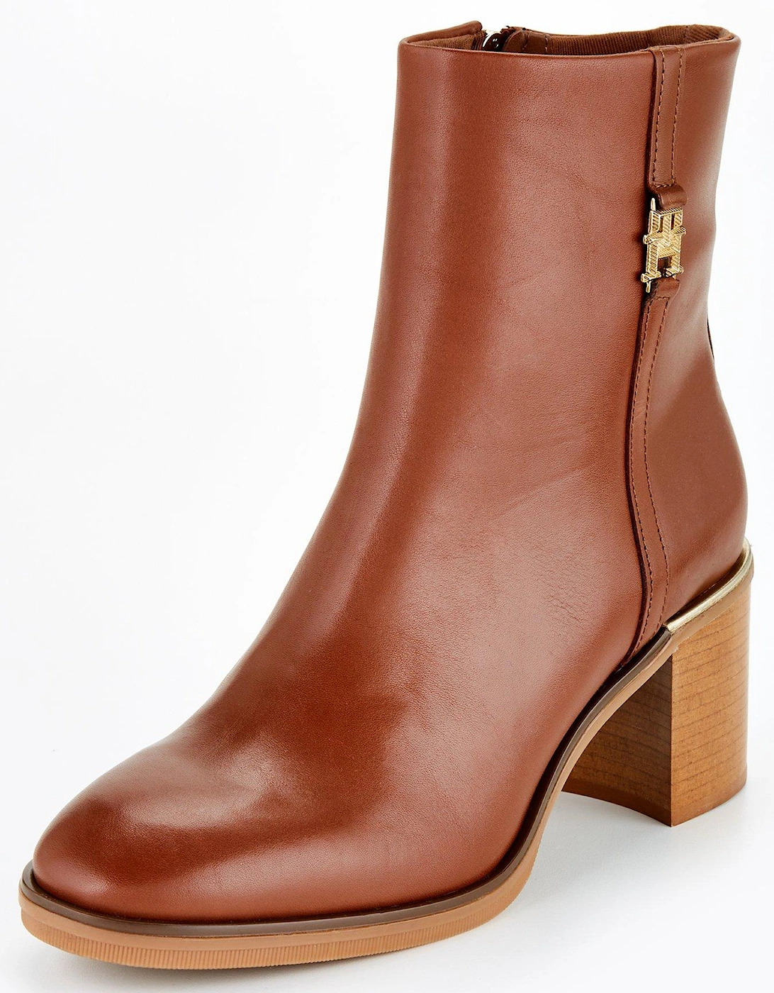 Feminine Mid Heel Leather Boot - Brown
