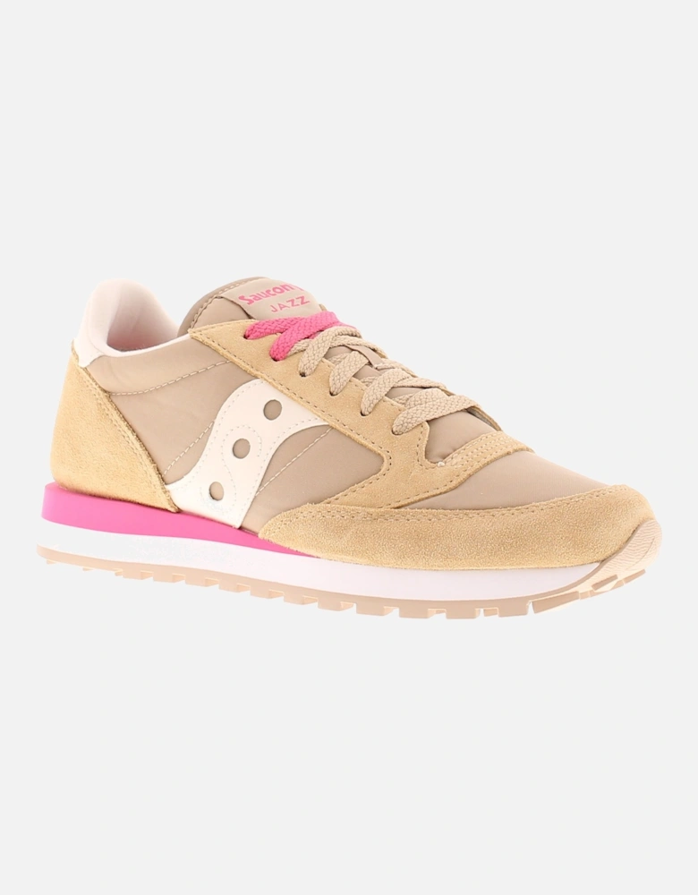 Womens Trainers Jazz Original Lace Up beige white pink UK Size