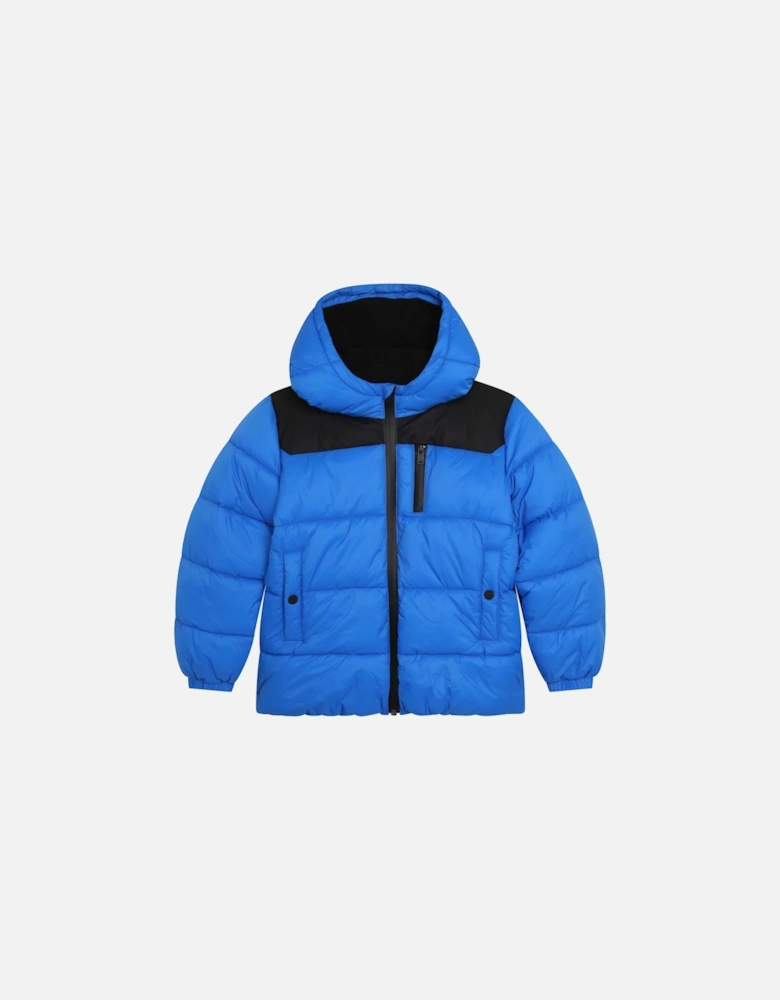 Boss Boys Hooded Logo Jacket in Blue