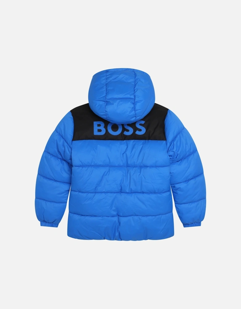 Boss Boys Hooded Logo Jacket in Blue