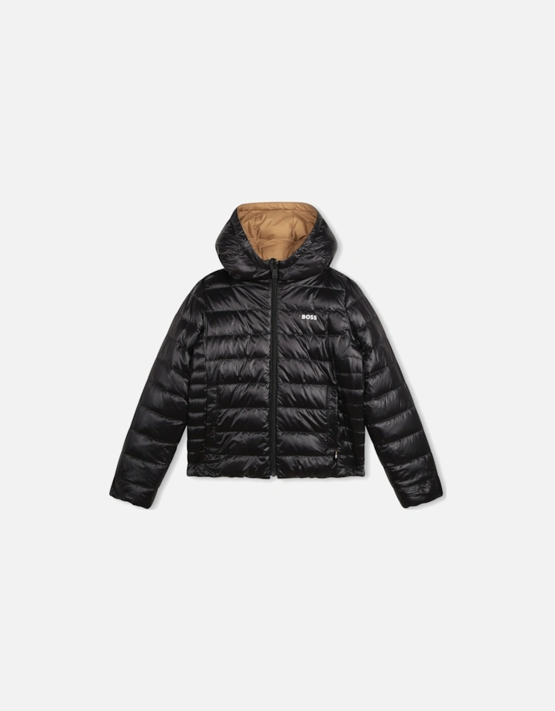 Boss Boys Reversible Jacket in Black / Beige