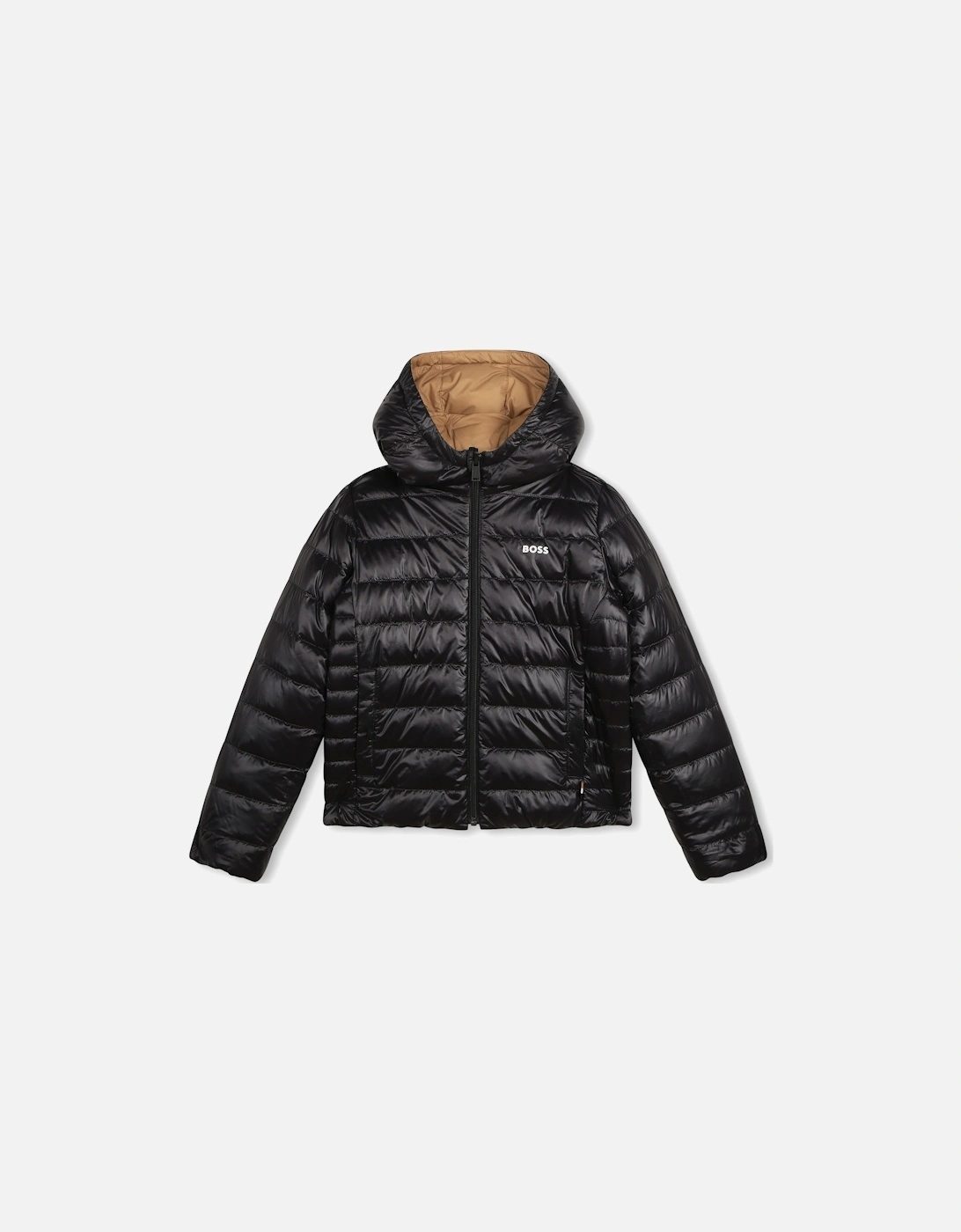 Boss Boys Reversible Jacket in Black / Beige, 5 of 4