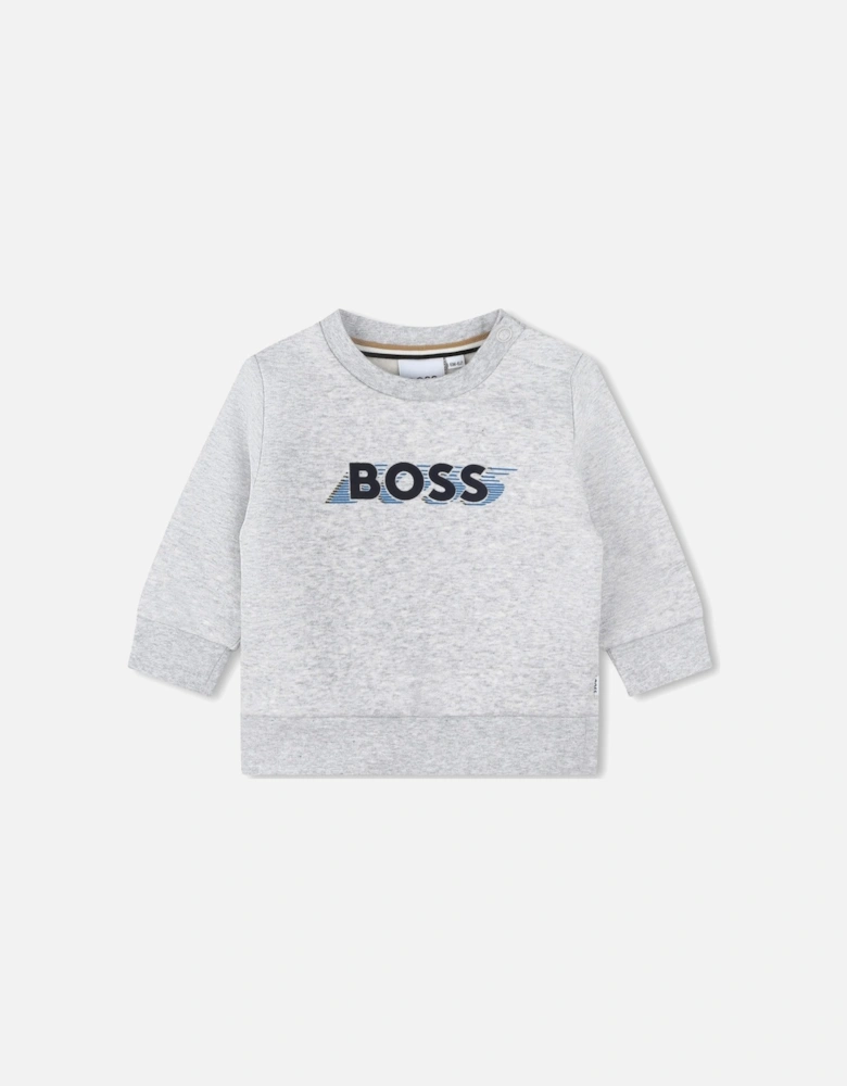 Boss Baby Boys Logo Sweater in Grey