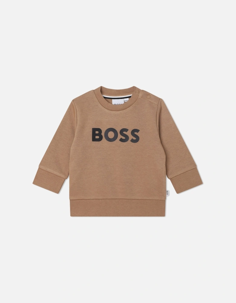 Boss Baby Boys Logo Sweater in Beige