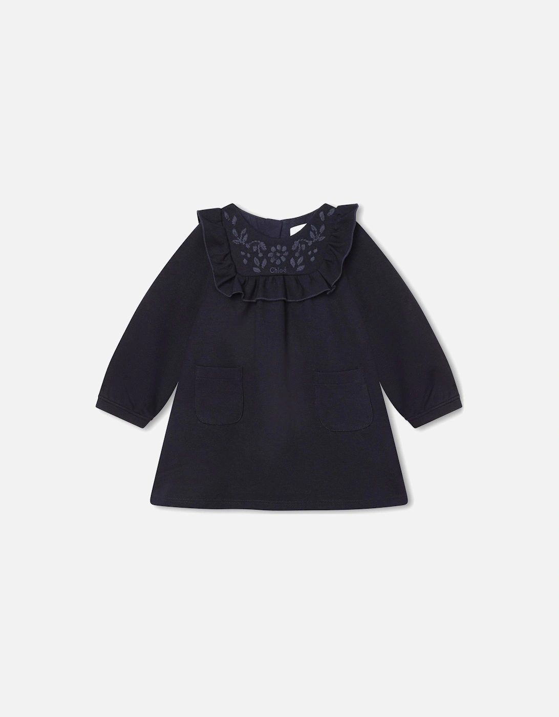 Chloe Baby Girls Knitted Dress in Navy, 4 of 3