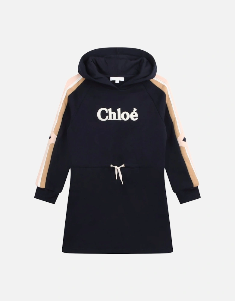 Chloe Girls Logo Hooded Dress in Navy